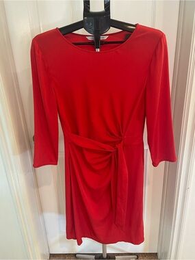 Diane Von Furstenberg Red Tie-Front Midi Dress